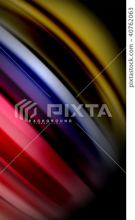 Abstract wave lines fluid rainbow style color stripes on black background Abstract wave lines fluid rainbow style color stripes on black background 40762063