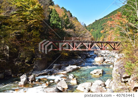 秋天秋天橋樑和森林鐵軌 40763441