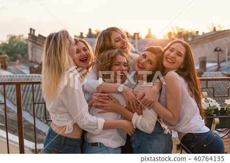 Beautiful Women Friends Having Fun At Bachelorette Party Beautiful Women Friends Having Fun At Bachelorette Party 40764135