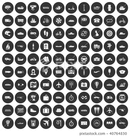 100 public transport icons set black circle 40764830