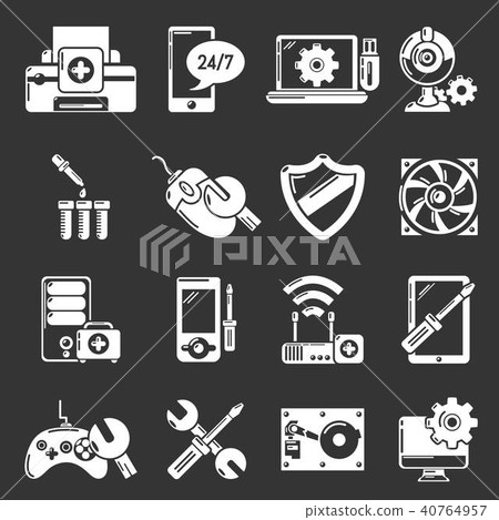 Computer repair service icons set grey vector Computer repair service icons set grey vector 40764957