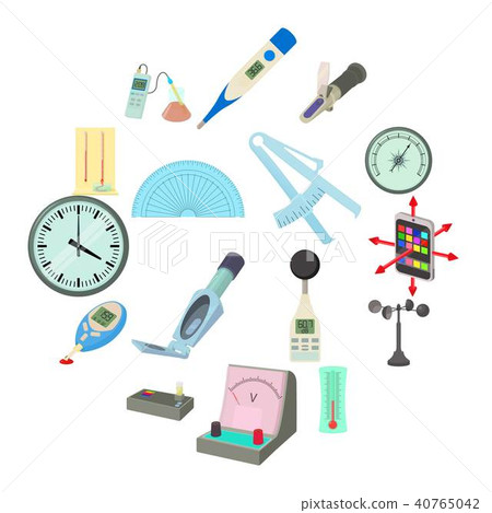 Measure tools icons set, cartoon style 40765042