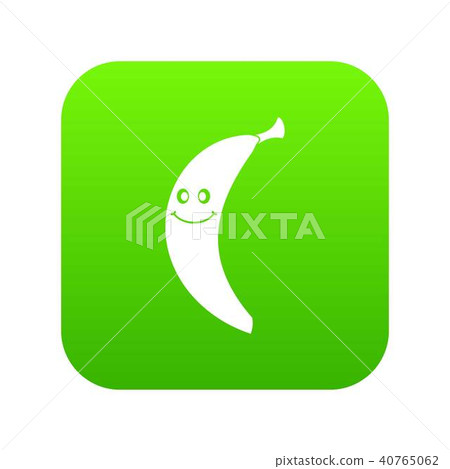Smiling banana icon digital green Smiling banana icon digital green 40765062