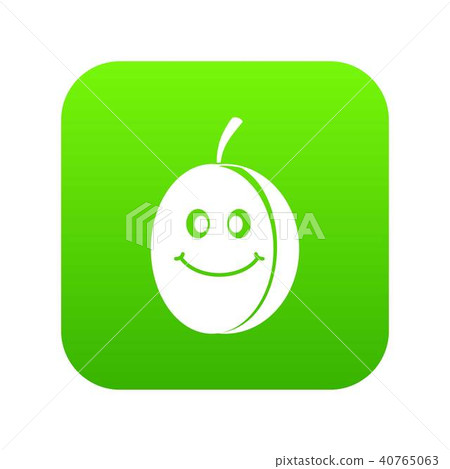 Fresh smiling plum icon digital green Fresh smiling plum icon digital green 40765063