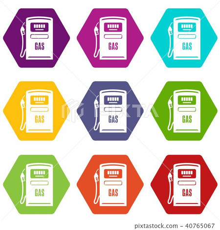 Gas column icons set 9 vector 40765067