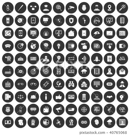 100 security icons set black circle 100 security icons set black circle 40765068
