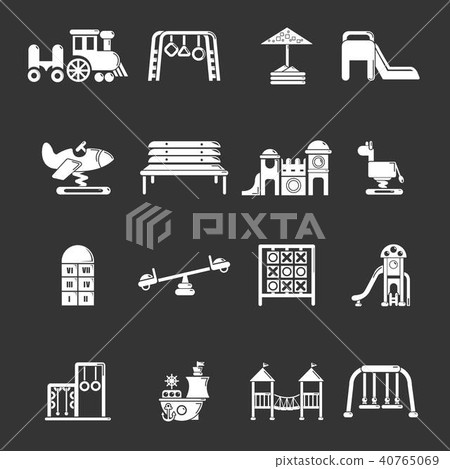 Playground equipment icons set grey vector Playground equipment icons set grey vector 40765069