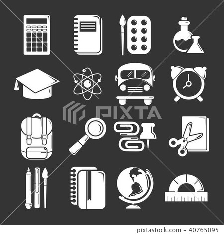 School education icons set grey vector 40765095