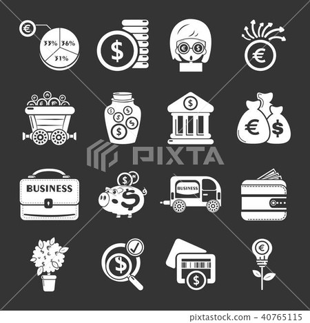 Business icons set grey vector 40765115