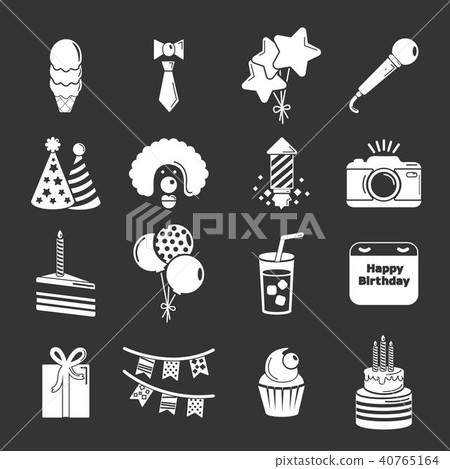 Happy birthday icons set grey vector Happy birthday icons set grey vector 40765164