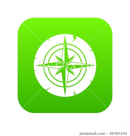 Ancient compass icon digital green Ancient compass icon digital green 40765244