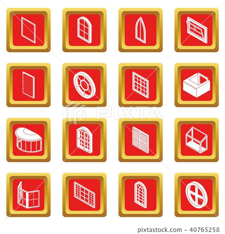 Window forms icons set red square vector 40765258