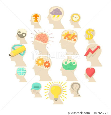 Human head logos icons set, cartoon style 40765272