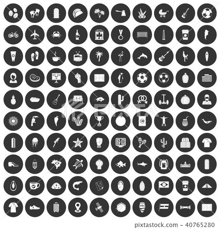 100 South America icons set black circle 40765280