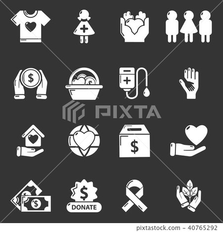 Charity icons set grey vector 40765292