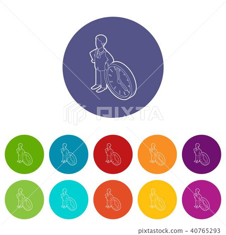 Businessman and clock showing 4 clock icons set vector color 40765293