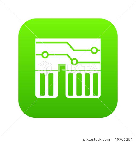 Computer chipset icon digital green 40765294