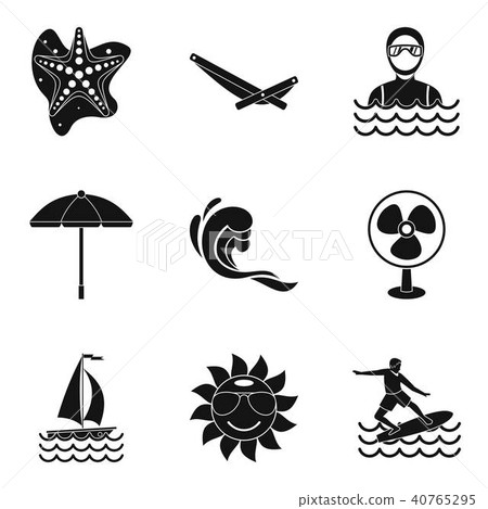 Sewage treatment icons set, simple style Sewage treatment icons set, simple style 40765295