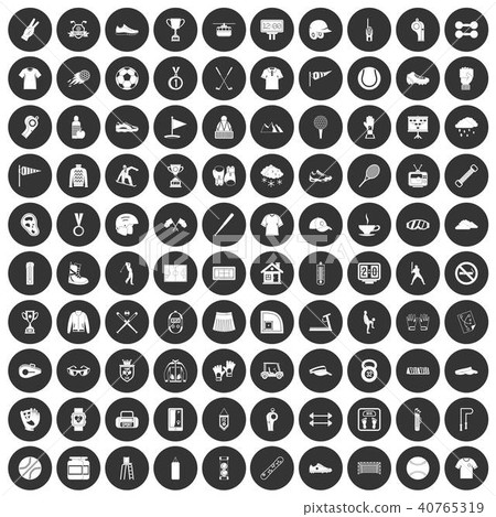 100 sport club icons set black circle 40765319