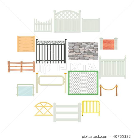 Different fencing icons set, cartoon style Different fencing icons set, cartoon style 40765322