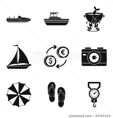 Sea recreation icons set, simple style Sea recreation icons set, simple style 40765324