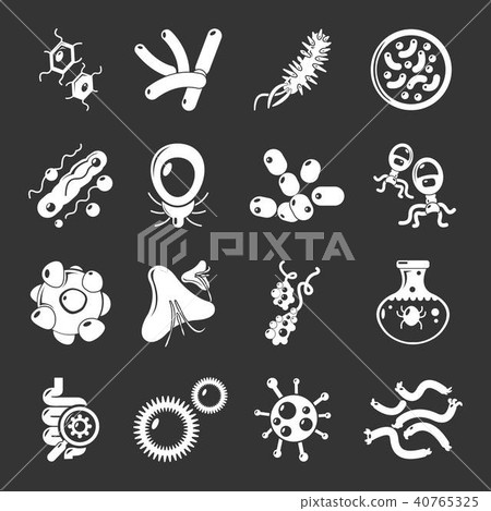 Virus bacteria icons set grey vector 40765325