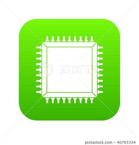 Computer microchip icon digital green 40765334