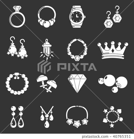 Jewelry shop icons set grey vector Jewelry shop icons set grey vector 40765351