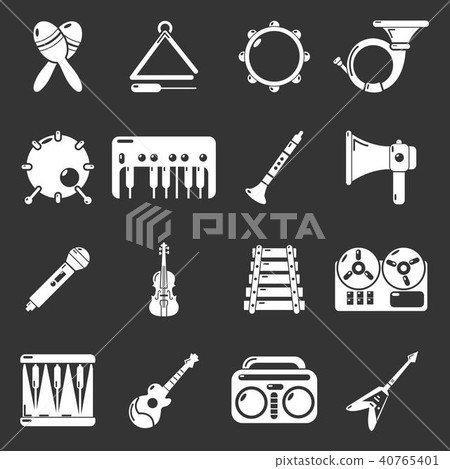 Musical instruments icons set grey vector Musical instruments icons set grey vector 40765401