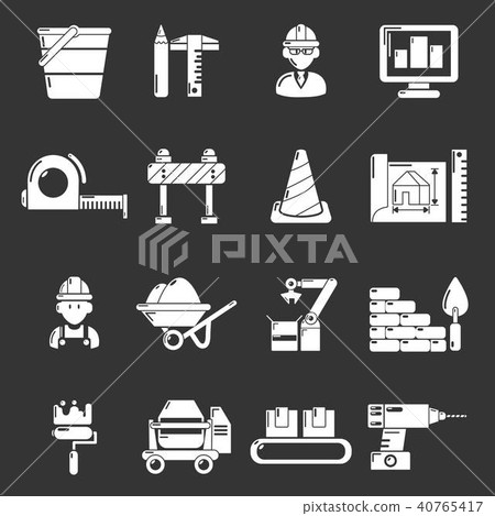 Building process icons set grey vector 40765417