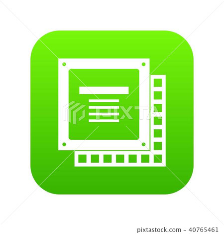 Computer CPU processor chip icon digital green 40765461