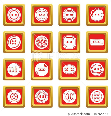 Clothes button icons set red square vector Clothes button icons set red square vector 40765465