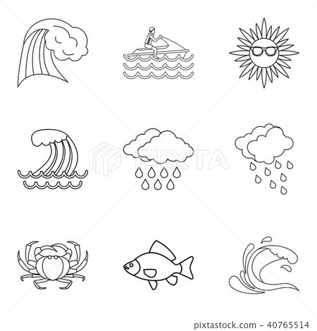 Tropical explorer icons set, outline style 40765514