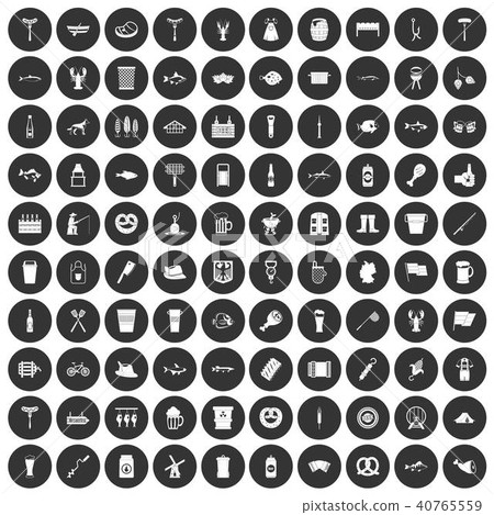 100 beer icons set black circle 100 beer icons set black circle 40765559