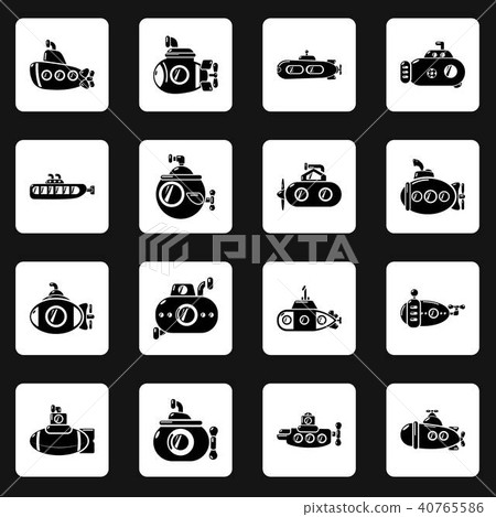 Submarine icons set, simple style Submarine icons set, simple style 40765586