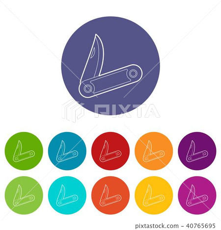 Pocket knife icons set vector color 40765695