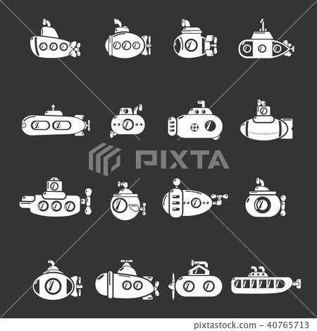 Submarine icons set grey vector 40765713