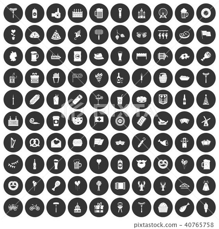 100 beer party icons set black circle 100 beer party icons set black circle 40765758