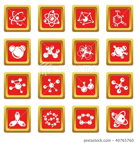 Molecule icons set red square vector Molecule icons set red square vector 40765760