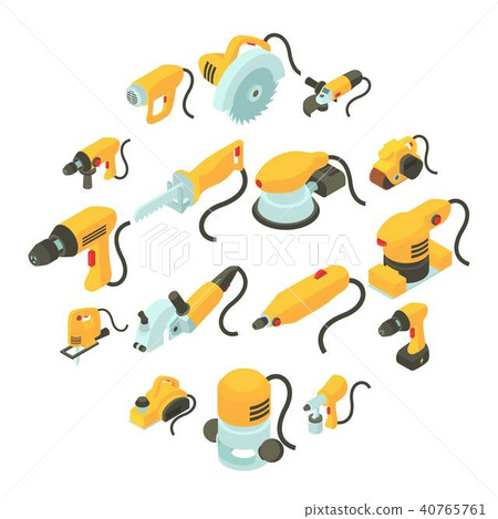 Electric tools icons set, isometric cartoon style 40765761