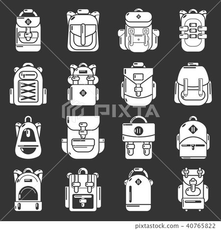 Backpack icons set grey vector 40765822