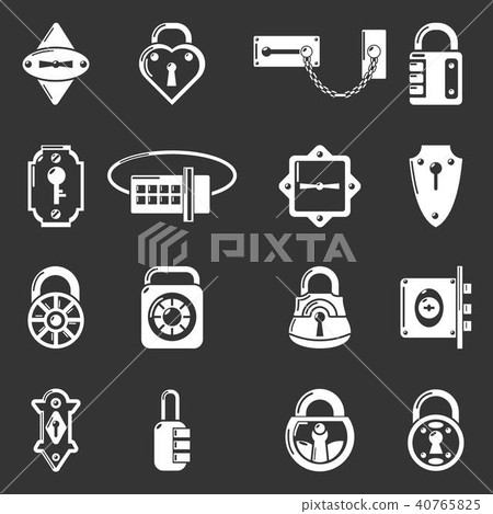 Lock door types icons set grey vector Lock door types icons set grey vector 40765825