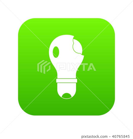 Broken lightbulb icon digital green 40765845