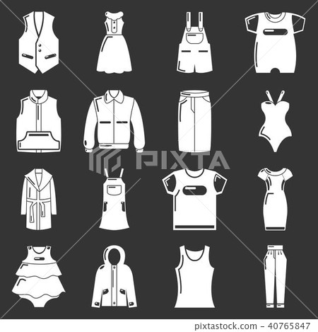 Fashion clothes wear icons set grey vector Fashion clothes wear icons set grey vector 40765847