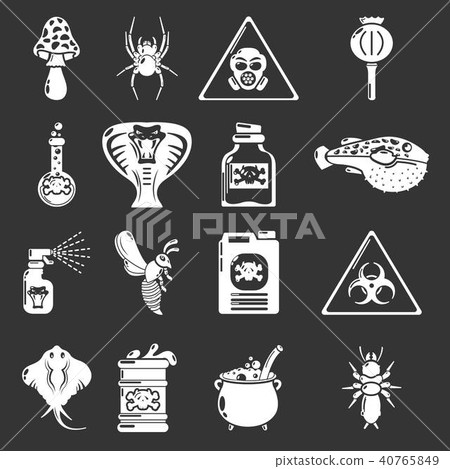 Poison danger toxic icons set grey vector 40765849