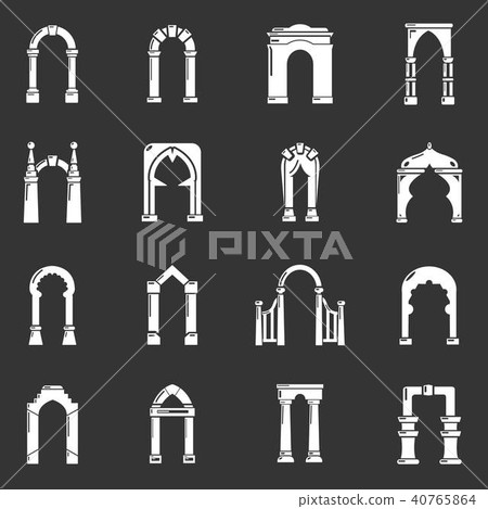 Arch types icons set grey vector 40765864