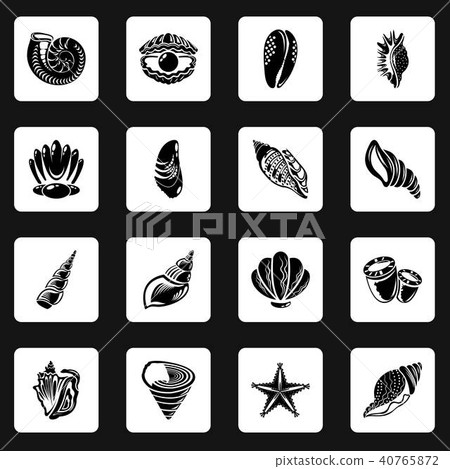Tropical sea shell icons set, simple style 40765872
