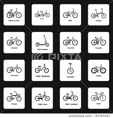 Bicycle types icons set, simple style 40765887