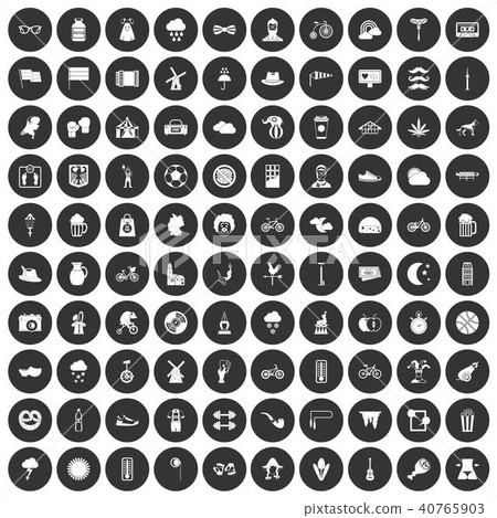 100 bicycle icons set black circle 40765903