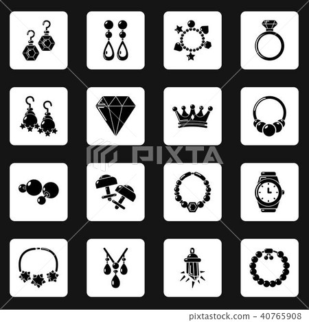 Jewelry shop icons set, simple style 40765908